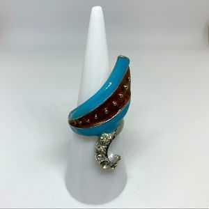 NEW Silver w Blue Brown Rhinestone Ring